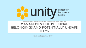 Patient Belongings Management & Safety: Unity Behavioral Health Policy