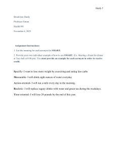 SMART Goal Assignment: Health 001 Student Example