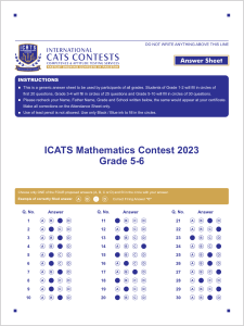 ICATS Math Contest 2023 Answer Sheet - Grades 5-6