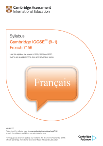 Cambridge IGCSE (9-1) French 7156 Syllabus 2025-2027 | Cambridge International