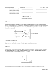Fluid Mechanics Homework 2: Momentum Theorem Problems (WS 2025/2026)