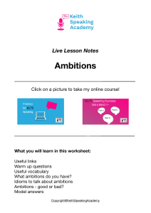 IELTS Speaking: Ambitions - Lesson Notes & Vocabulary