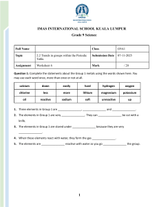 Periodic Table Trends: Group 1, 7 & 8 Worksheet