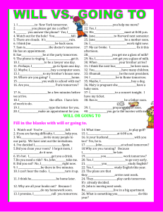 Will vs. Going To: English Grammar Worksheet