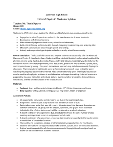 Lynbrook High School AP Physics C: Mechanics Syllabus 2025-2026