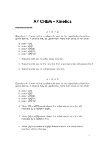 AP Chemistry Kinetics Practice Questions & Rate Laws Study Guide