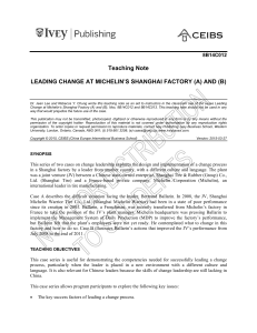 Michelin Shanghai: Leading Change Teaching Note