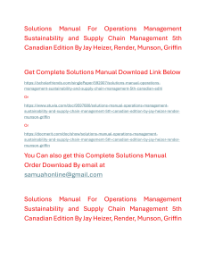 Operations Management Solutions Manual, 5th Canadian Ed.