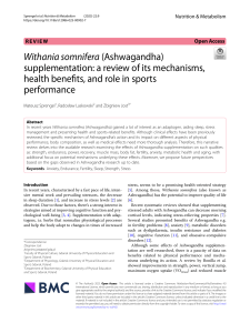 Ashwagandha Supplementation: Mechanisms, Health & Sports Benefits