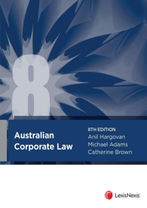 Australian Corporate Law 8th Ed. - Hargovan, Adams, Brown | LexisNexis