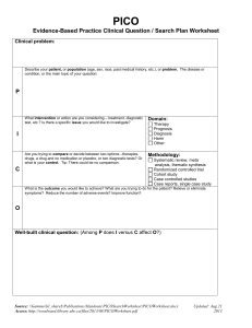 PICO Worksheet: Evidence-Based Practice Question