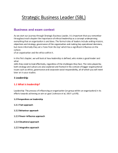 Strategic Business Leader (SBL): Leadership, Strategy & Culture Guide