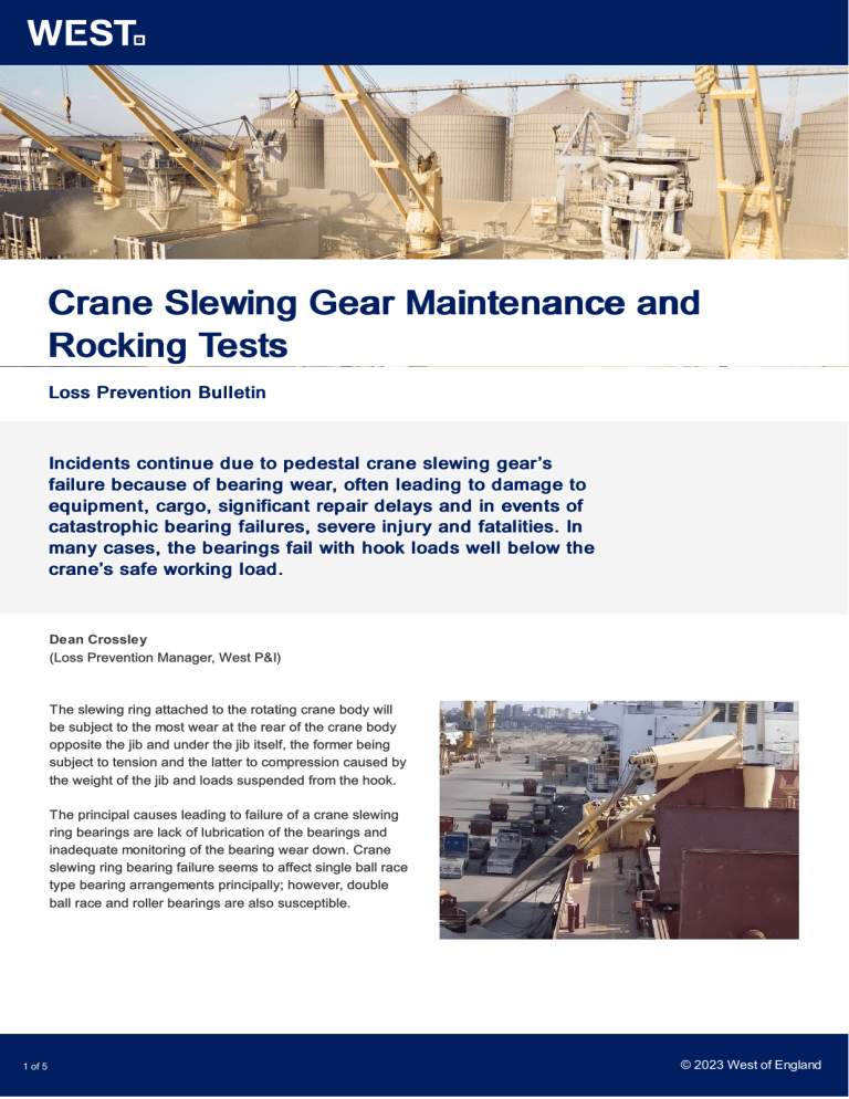 Crane Slewing Gear Maintenance & Rocking Tests | Loss Prevention