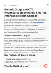 Generic Drugs & OTC Healthcare: Affordable Choices