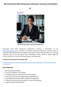  Microsoft Excel 2013 Advanced Certification Training in Montpelier, VT  