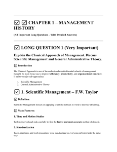 Management History: Classical, Behavioral, Contemporary Approaches