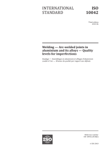 ISO 10042:2018 Welding - Arc-Welded Aluminium Joints Quality Levels