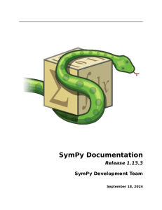 SymPy Documentation: Installation, Tutorials, and API Reference (Release 1.13.3)