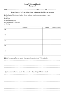 Mass, Weight & Density Homework: Definitions, Units & Calculations