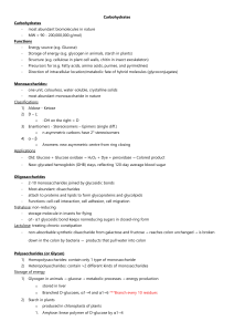 Carbohydrates, Lipids, Nucleic Acids Lecture Notes