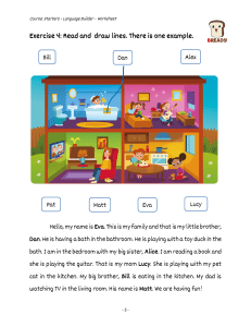Starters Language Builder: Family Reading & Drawing Worksheet