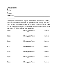 Stock work sheet
