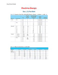 Machine Design: Flat Belt Properties & Calculations