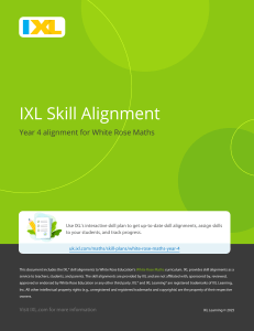 IXL Skill Alignment: Year 4 White Rose Maths Curriculum Guide