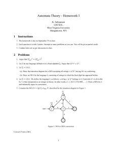 Automata Theory Homework I: DFA, NFA, Formal Languages Problems
