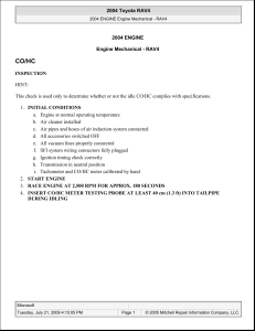 2004 Toyota RAV4 Engine Mechanical: CO/HC, Compression, Valve Adjustment