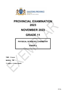 Grade 11 Physical Sciences Chemistry Exam Paper 2 - Nov 2023