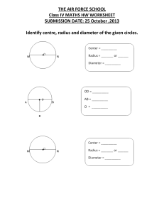 Class IV Maths Worksheet: Identify Circle Centre, Radius, Diameter