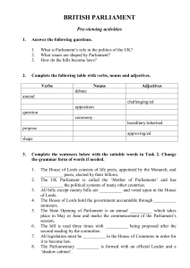 British Parliament Worksheet: Activities & Vocabulary