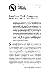 Powerful & Effective Pronunciation Instruction: Achieving L2 Acquisition