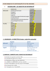 Fiche Nationalit&eacute;s & Origines en Fran&ccedil;ais