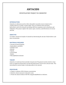 Antacids Investigatory Project in Chemistry: Neutralization Analysis