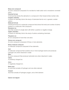 Chemistry Definitions: Ionic, Molecular Compounds, Acids & Bases