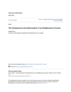 Ethylbenzene Process Optimization & Development: University of Mississippi Thesis