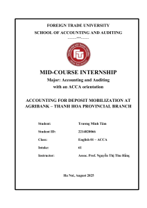 Accounting for Deposit Mobilization at Agribank &ndash; Thanh Hoa Branch