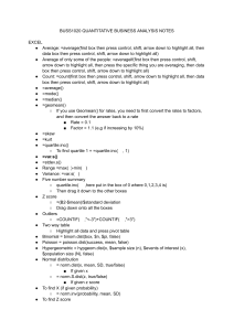 BUSS1020 Quantitative Business Analysis Notes: Excel & Statistics Guide