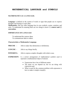 Mathematical Language & Symbols: Sets, Functions, & Expressions Guide