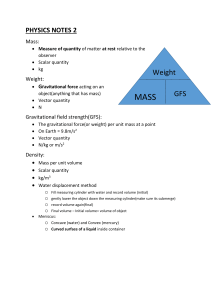 Physics Notes 2: Mass, Weight, Forces, Density & Mechanics Concepts