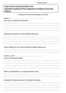 Digestive Health Research Worksheet: Common Conditions & Treatments