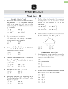 Prayas JEE 2026 Math Worksheet 01 | Permutations, Geometry, Series