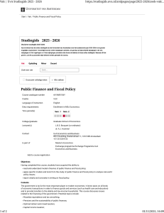 UvA Public Finance & Fiscal Policy Course 2025-2026 | MSc Economics