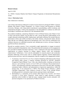 Motivation Letter for NOHA+ Master's in Humanitarian Action