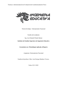 Entrenamiento Funcional: T&eacute;cnicas e Instrumentaci&oacute;n de Evaluaci&oacute;n del Acondicionamiento F&iacute;sico