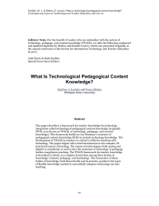 TPACK Framework: Teacher Knowledge for Technology Integration