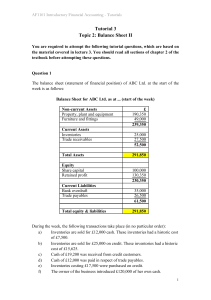 AF1101 Financial Accounting Tutorial 3: Balance Sheet II & Transactions