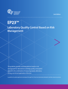 CLSI EP23: Laboratory Quality Control Based on Risk Management Guideline